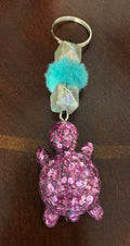Purple Glitter Turtle Keychain