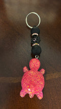 Pink Glitter Turtle Keychain